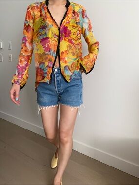 Helmut Lang silk floral blouse